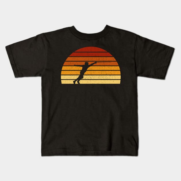 Vintage Sunset Fencing Gift For Fencers Kids T-Shirt by OceanRadar